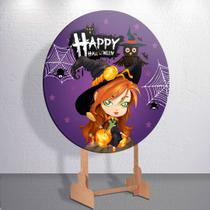 Painel Redondo Dia Das Bruxas Capa Sublimada de Festa Tamanho Grande ou Mini Decoração Haloween