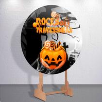 Painel Redondo Dia Das Bruxas Capa Sublimada de Festa Tamanho Grande ou Mini Decoração Haloween