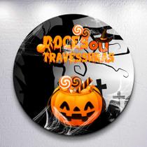 Painel Redondo Dia Das Bruxas Capa Sublimada de Festa Tamanho Grande ou Mini Decoração Haloween