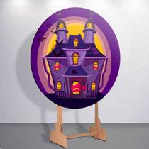 Painel Redondo Dia Das Bruxas Capa Sublimada de Festa Tamanho Grande ou Mini Decoração Haloween