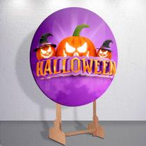 Painel Redondo Dia Das Bruxas Capa Sublimada de Festa Tamanho Grande ou Mini Decoração Haloween