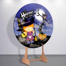 Painel Redondo Dia Das Bruxas Capa Sublimada de Festa Tamanho Grande ou Mini Decoração Haloween