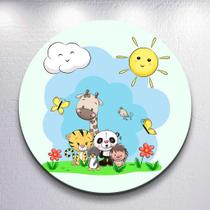 Painel Redondo Dia Feliz Na Floresta Capa Sublimada de Festa Tamanho Grande ou Mini Decoração