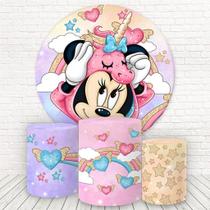 Painel Redondo E Capas 3D Sublimado Minnie Fkpc-701