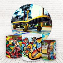 Painel Redondo E Capas 3D Sublimado Skate Fkpc-1560