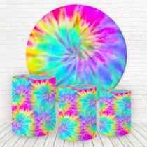 Painel Redondo E Capas 3D Sublimado Tie Dye Fkpc-067