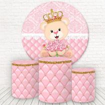 Painel Redondo E Capas 3D Sublimado Ursa Princesa E Urso