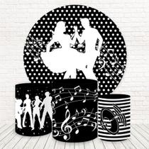 Painel Redondo E Capas Tecido Sublimado Anos 80 Fkpc-1328