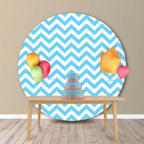 Painel Redondo em Jacquard Estampado Chevron Azul Bebê