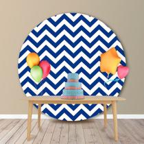 Painel Redondo em Jacquard Estampado Chevron Azul Royal