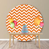 Painel Redondo em Jacquard Estampado Chevron Laranja