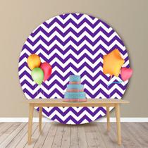 Painel Redondo em Jacquard Estampado Chevron Roxo