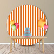Painel Redondo em Jacquard Estampado Listrado Laranja Painel Redondo em Jacquard Estampado Listrado Laranja