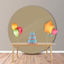 Painel Redondo em Tecido Oxford Bege Escuro Fendi Liso Painel Redondo em Tecido Oxford Bege Escuro Fendi Liso