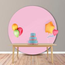 Painel Redondo em Tecido Oxford Rosa Bebê Liso Painel Redondo em Tecido Oxford Rosa Bebê Liso