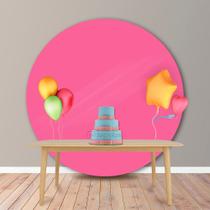 Painel Redondo em Tecido Oxford Rosa Pink Chiclete Liso Painel Redondo em Tecido Oxford Rosa Pink Chiclete Liso