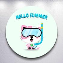 Painel Redondo Gatinho Cute Gato Capa Sublimada de Festa Tamanho Grande ou Mini Decoração Infantil