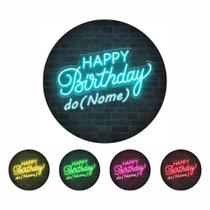 Painel Redondo Happy Birthday Personalizado com Nome em 3D