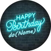Painel Redondo Happy Birthday Personalizado com Nome em 3D - Joy and arts