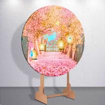 Painel Redondo Jardim Encantado Capa Sublimada de Festa Tamanho Grande ou Mini Decoração Menina Painel Redondo Jardim Encantado Capa Sublimada de Festa Tamanho Grande ou Mini Decoração Menina