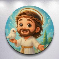 Painel Redondo Jesus e Amigos Capa Sublimada de Festa Tamanho Grande ou Mini Decoração Religiosa Painel Redondo Jesus e Amigos Capa Sublimada de Festa Tamanho Grande ou Mini Decoração Religiosa