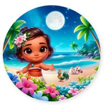 Painel Redondo M0ana 50x50 cm Tecido Sublimado Com Elástico M0ana Baby