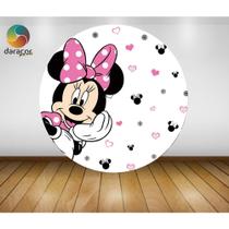 Painel Redondo Minnie Rosa 1,0x1,0 C/Elástico - Daracor