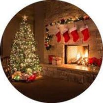 Painel Redondo Natalino Capa Estampada De Árvore De Natal Decoração Para Festa Bonita