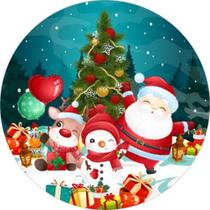 Painel Redondo Para Festa Natal Capa Decorativa Estampa Papai Noel E Mensagem Feliz Natal Noite Feli