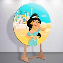 Painel Redondo Princesa Tapete Jas Capa Sublimada de Festa Tamanho Grande ou Mini Decoração Infantil