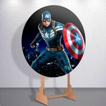 Painel Redondo Sublimadas Super Herói Capitão Capas 150x150 50x50 Festa Grande Decoração Mini