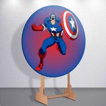 Painel Redondo Sublimadas Super Herói Capitão Capas 150x150 50x50 Festa Grande Decoração Mini