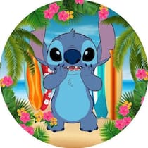 Painel Redondo Sublimado Em Tecido Tema Lilo & Stitch 1,50 Painel Redondo Sublimado Em Tecido Tema Lilo & Stitch 1,50