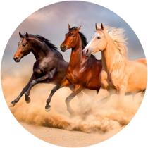 Painel Redondo Tecido Sublimado 3D Cavalos Country Frd-5869