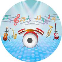 Painel Redondo Tecido Sublimado 3D Musical Frd-5793 - Felicitá