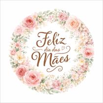 Painel Redondo Tecido Sublimado Feliz Dia das Mães 150x150cm