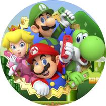 Painel Redondo Tecido Sublimado Mari0 Br0ss 50x50 c/elastico