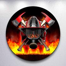 Painel redondo tema Infantil Menina e Menino Fogo Bombeiros tamanhos mini grande capa decorativa