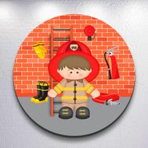 Painel redondo tema Infantil Menina e Menino Fogo Bombeiros tamanhos mini grande capa decorativa