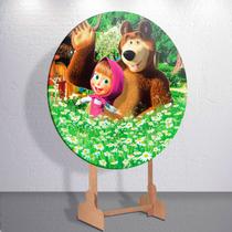 Painel Redondo Urso e Menina Mars Capa Sublimada de Festa Tamanho Grande ou Mini Decoração Infantil