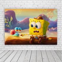 Painel Retangular Bob Esponja E Gary 1,5X1,0M Lona Fosca