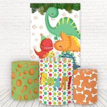 Painel Retangular E Capas 3D Sublimado Dino Baby Fkpc-590