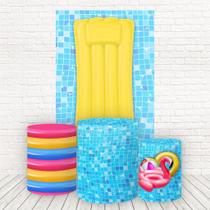 Painel Retangular E Capas 3D Sublimado Pool Party Fkpc-985