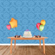 Painel Retangular em Jacquard Azul Piscina Medalhão