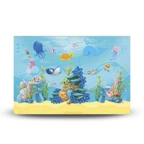 Painel Retangular, painel quadrado, painel de festa 400x250cm MicroLight Fundo do Mar
