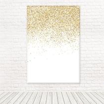 Painel Retangular Tecido Sublimado 3D Efeito Glitter Dourado e Branco 1,50x2,20 WRT-4761