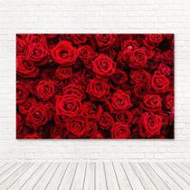 Painel Retangular Tecido Sublimado 3D Floral Rosas Vermelhas 2,00 x 1,50 WRT-4169