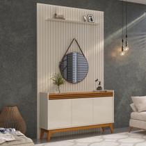 Painel Ripado 139cm com Buffet Ripado 3 Portas 136cm Painel Ripado 139cm com Buffet Ripado 3 Portas 136cm