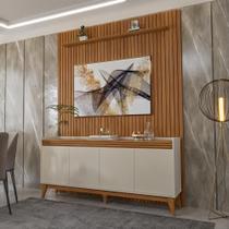 Painel Ripado 184cm com Buffet Ripado 4 Portas 180cm