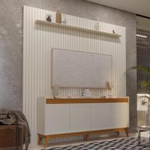 Painel Ripado 229cm com Buffet Ripado 4 Portas 180cm Painel Ripado 229cm com Buffet Ripado 4 Portas 180cm